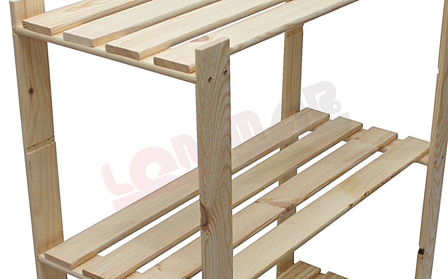 Scaffale in Legno Massiccio B-28, 5 Ripiani, 170 x 90 x 40 cm