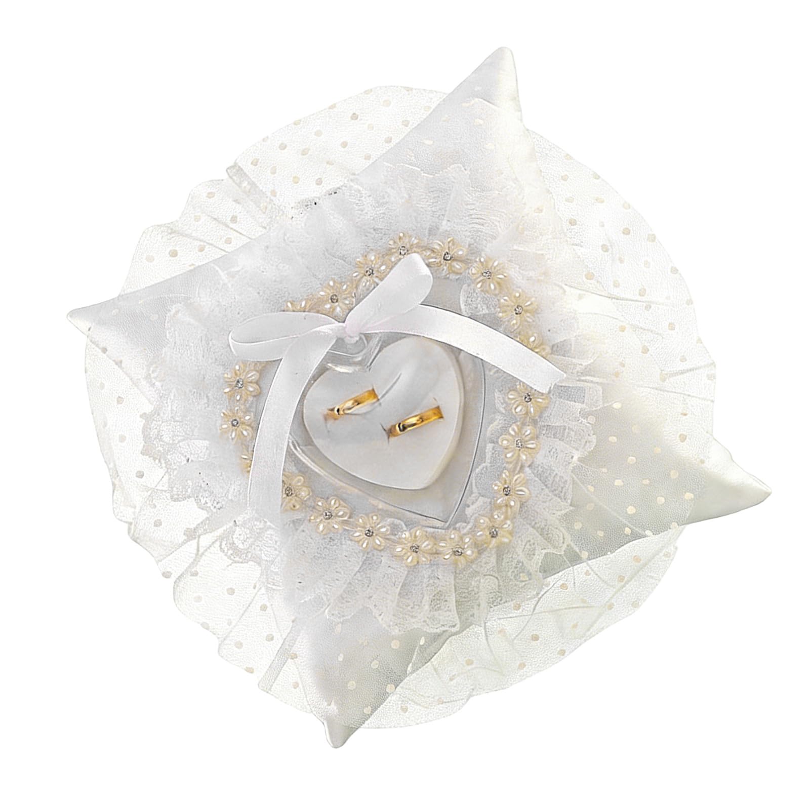 Msioytog Romance Wedding Rings Pillow Elegant Design Soft Fabric Wedding Ceremony Rings Exchange Bearer Cushion for Bride Grooms Ceremony Pillow