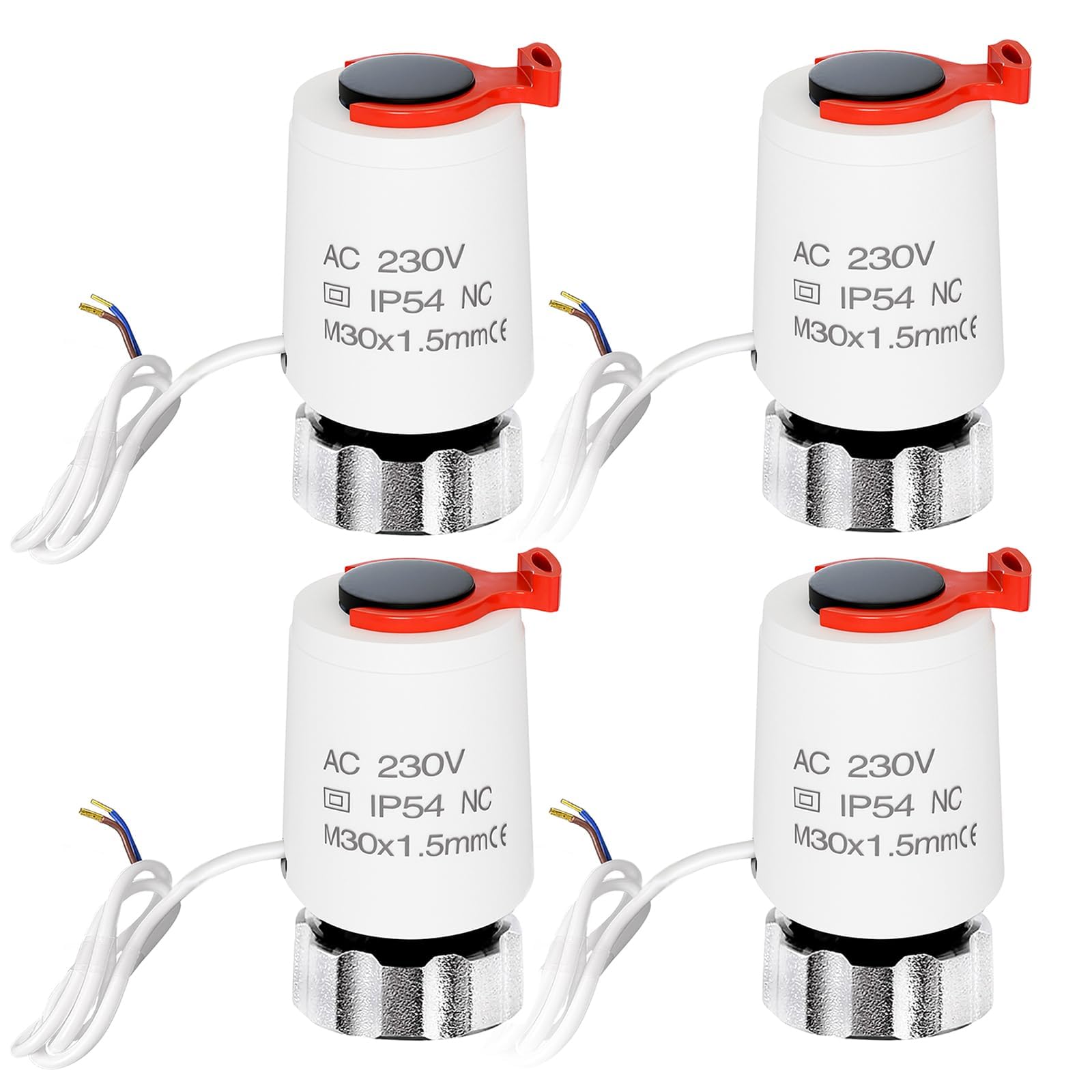 Actuador para calefacción por suelo radiante, 230 V, M30 x 1,5 NC (sin corriente), servomotor VA80 para calefacción por suelo radiante, válvula para casi cualquier distribuidor de circuitos de
