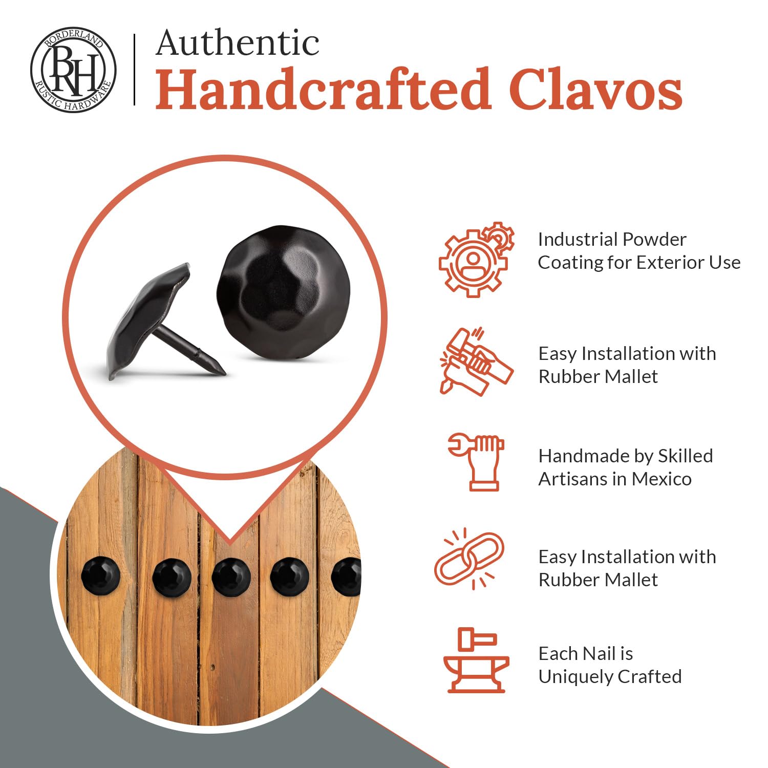 Eisen-Clavos dekorative Nägel 3,2 cm - schwarz - dekorativer Akzent für Heimwerker - Bauernhaus-Rollläden, Scheunentür, Möbel, Holzkutschentore - 100 Stück