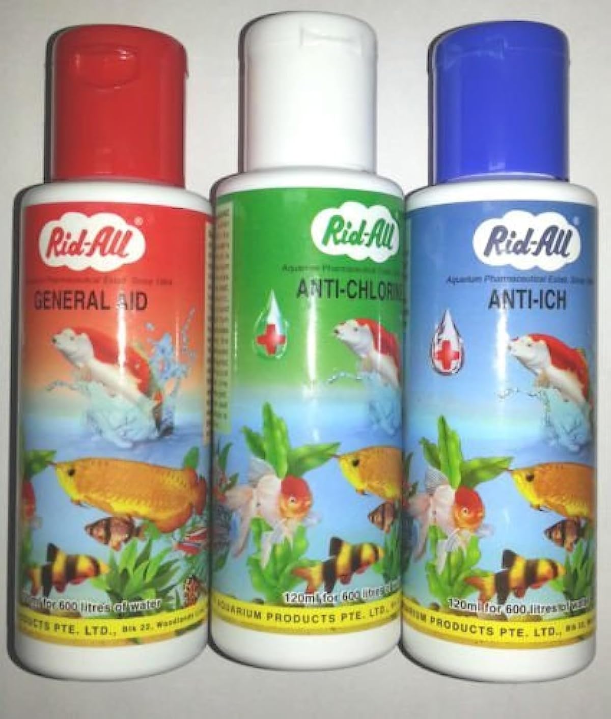 RID-ALL, 3 in 1 Fish Medicine Pack 120Ml Each (Anti Chlorine, Anti Ich, General
