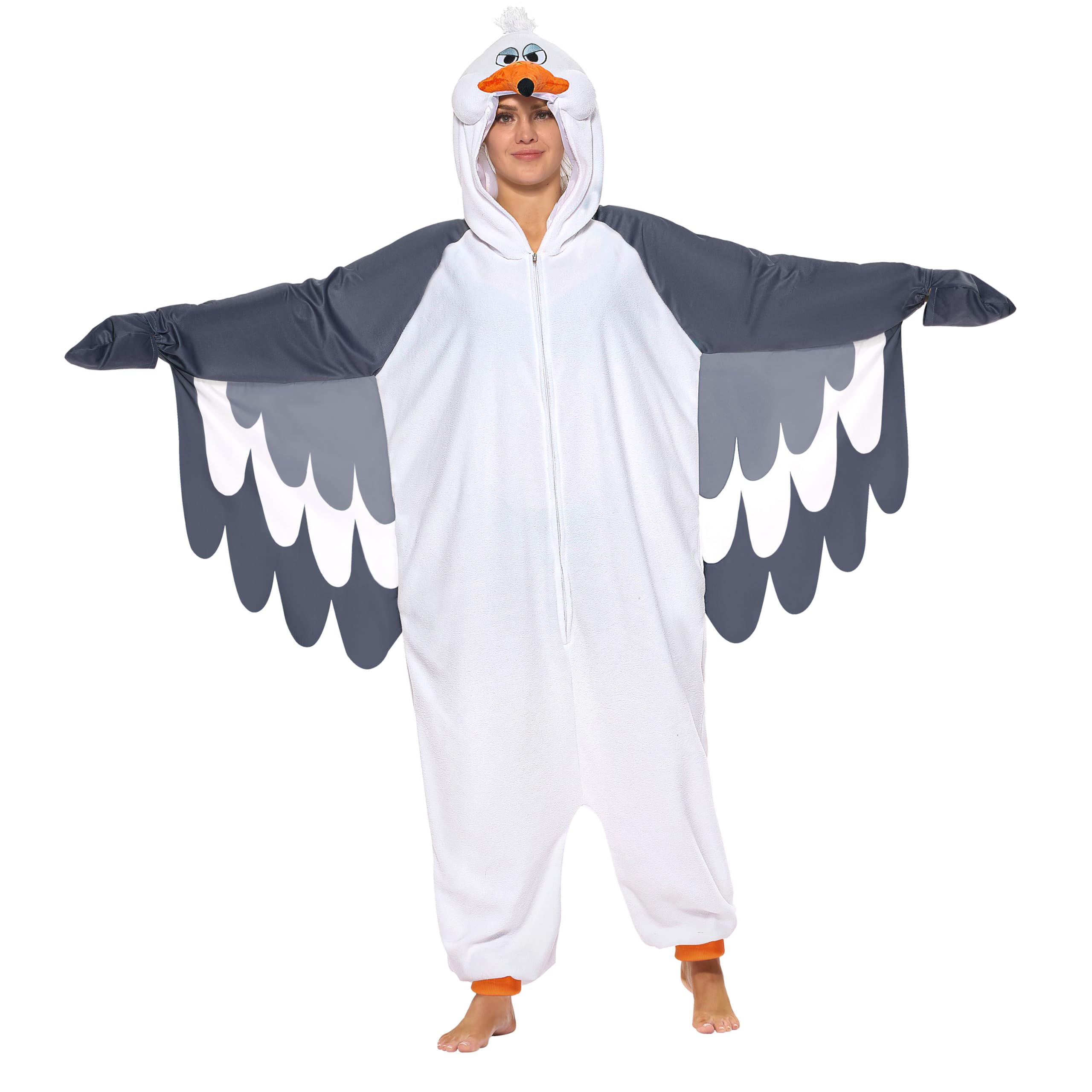 Spooktacular Creations Halloween Seagull Hooded jumpsuit Pajamas jumpsuit for Adults — image 1