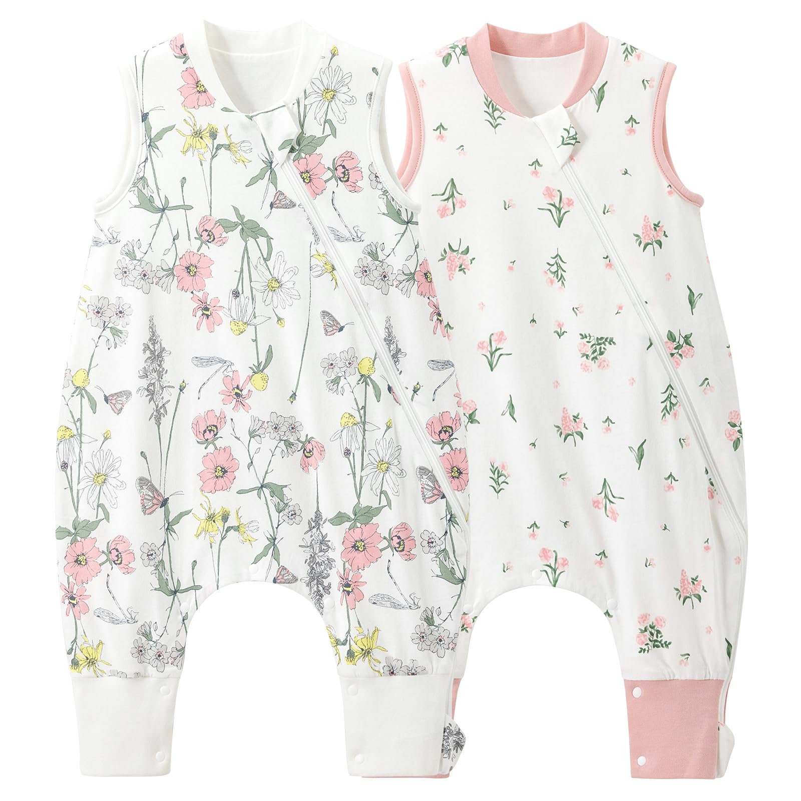 Duomiaomiao Sacco nanna per Bambini con Piedi, 1.0 Tog – Ideale per Primavera ed Estate, Utilizzabile Tutto l'Anno, 100% Cotone, Con Aperture per Gambe per Bambini