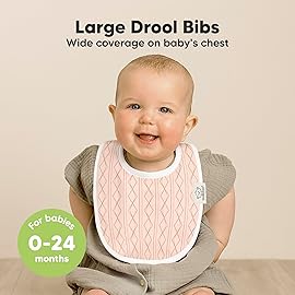 8-Pack Organic Baby Bibs for Boys, Girls - Soft Cotton Drooling and Teething Bibs for Baby Girl & Boy, Extra Absorbent, Easy to Clean & Put On for Toddler, Newborn, Infant 0-24 Months (Prism)