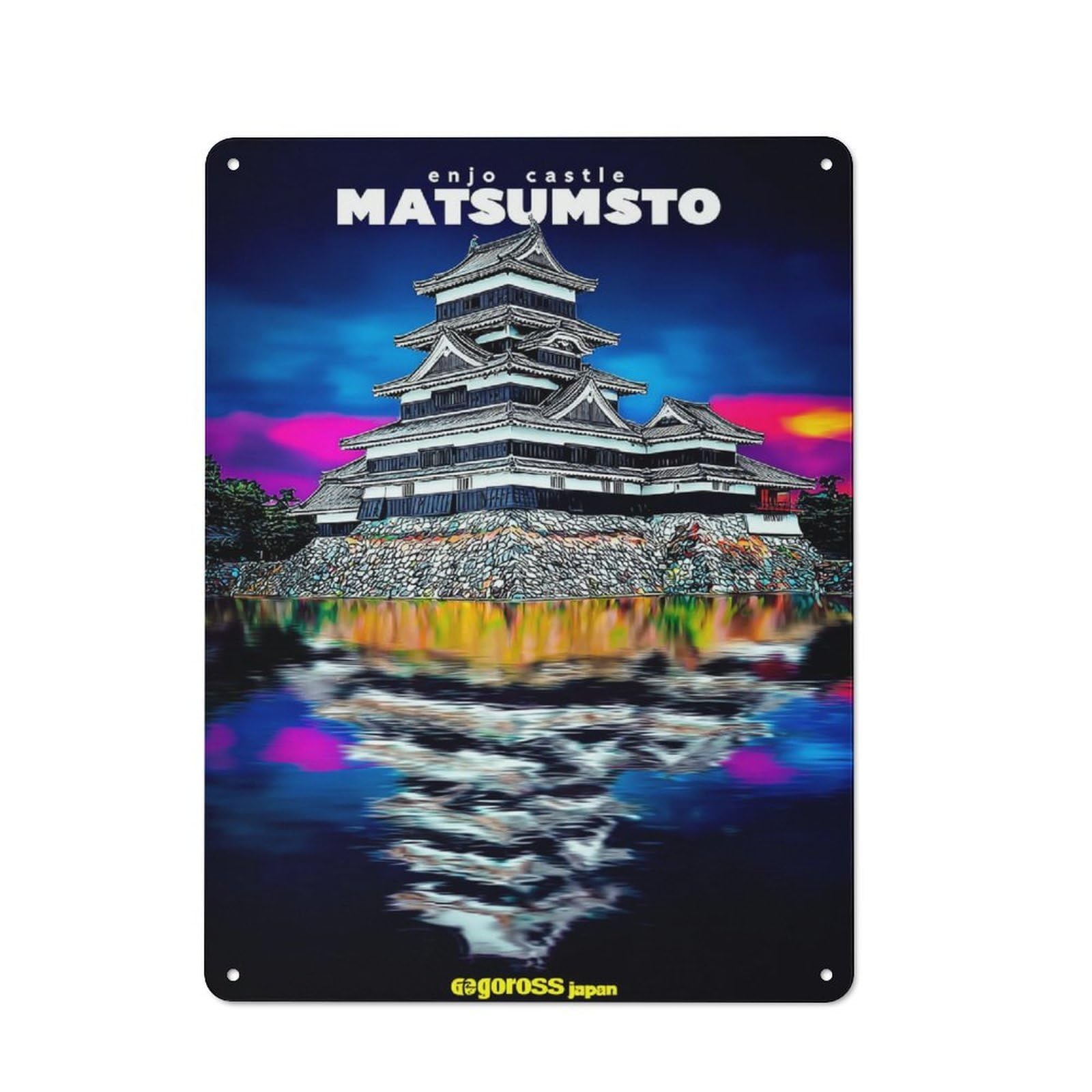 Junmoney Matsumoto Castle Reflection-1 Nostalgic Metal Wall Sign 40X30cm, Classic Pub Decor For Bar, Kitchen, Garage Or Games Room