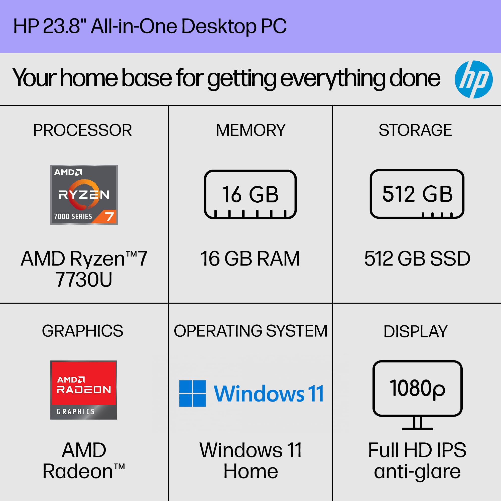 HP All-in-One Desktop slim design side view