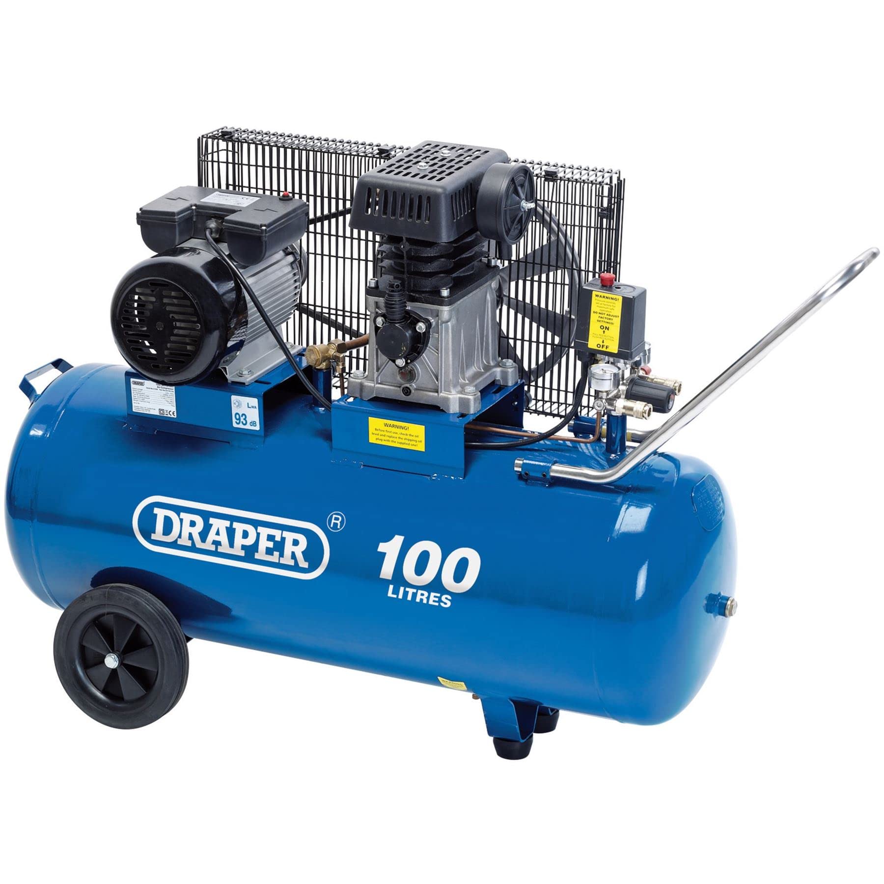 Draper 31254 Belt-Driven Air Compressor, 100L, 230V 2.2KW, 3HP