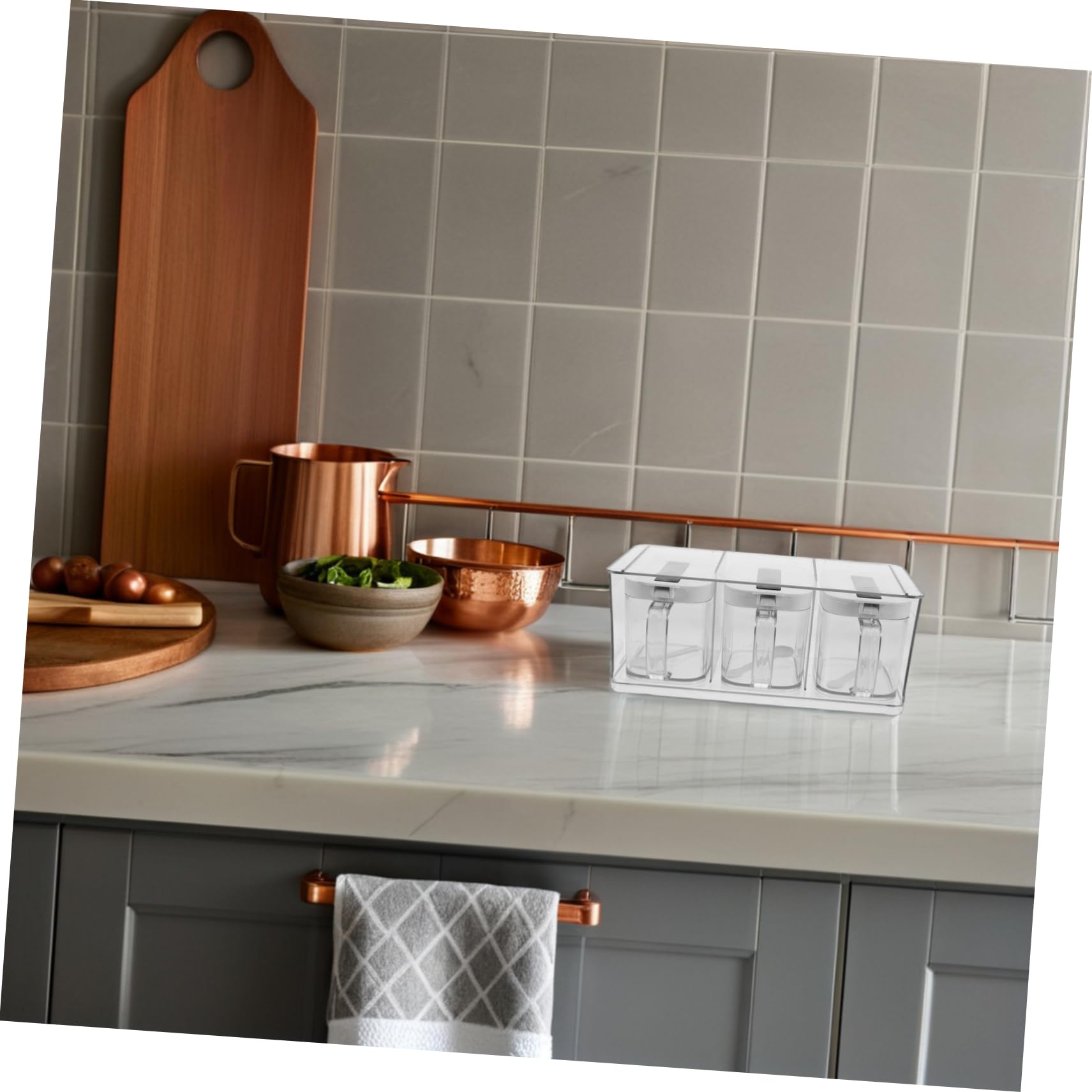 TOPBATHY Boîte à Épices Élégant Transparente avec Couvercle Hermétique en Pet Set Mural pour Rangement de Condiments Cuisine
