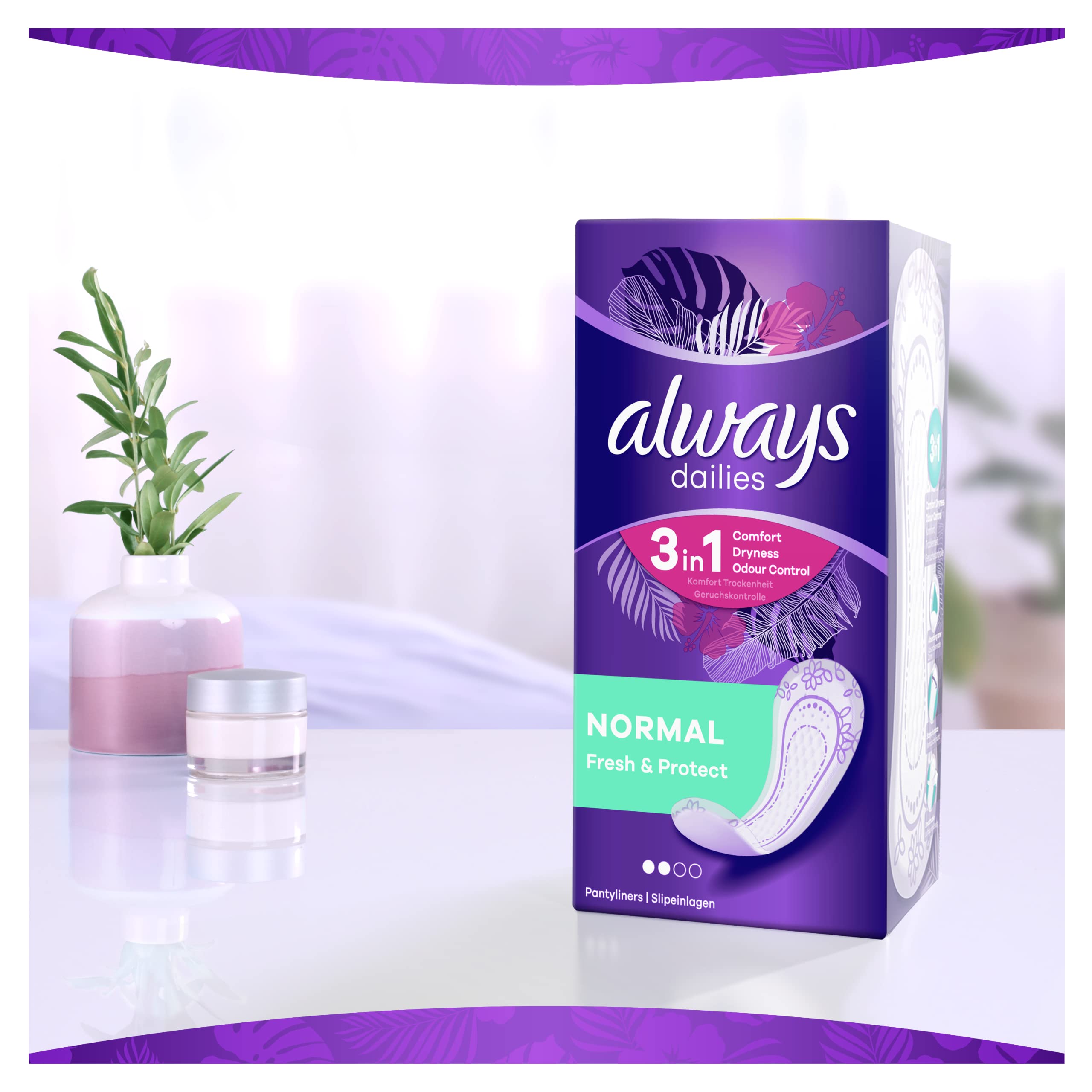 Always Dailies, salvaslip singoli normali Fresh & Protect, confezione da 4 x 60