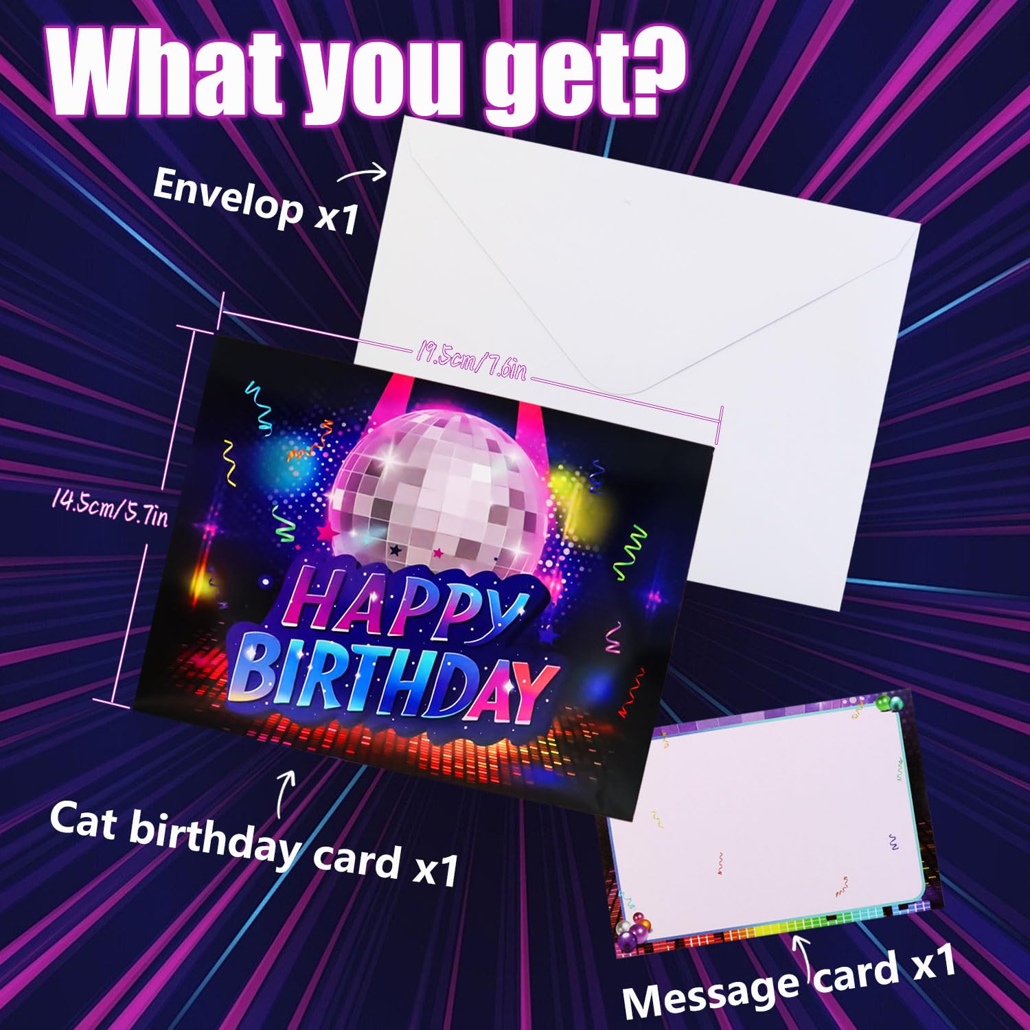 Geburtstagskarte mit Katze, 3D-Pop-Up-Geburtstagskarten | Mit bunten Lichtern und Musik, Happy Birthday Geschenkkarte für Kinder, Jungen, Mädchen, Männer, Frauen, Ehefrau