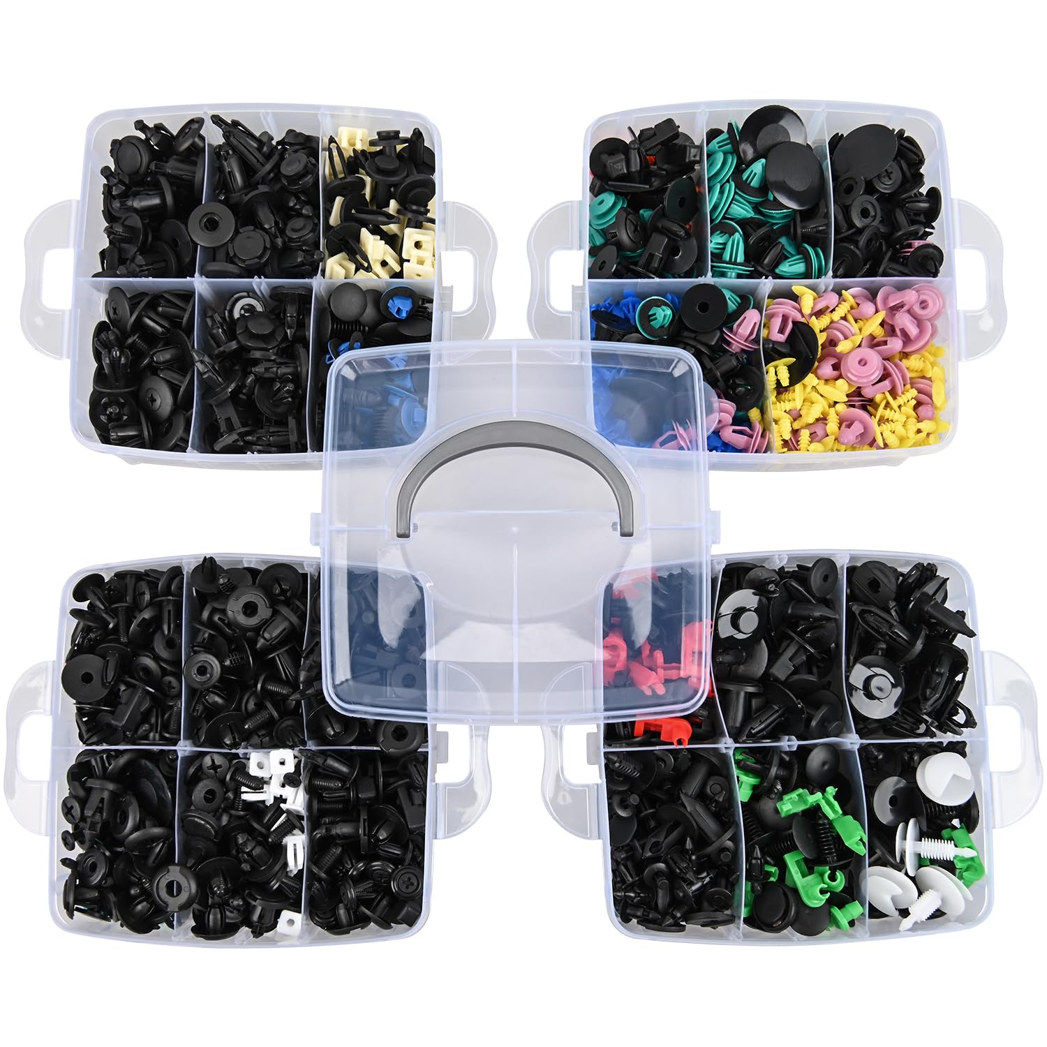 Nilight 1295-teiliges Auto-Halterungs-Clips, Auto-Befestigungs-Set, 37 Größen, Nylon, Stoßstangen-Nieten mit 5 Befestigungselementen, Entferner, 10 Kabelbinder für Toyota GM, Ford, Honda, Chevy, BMW,