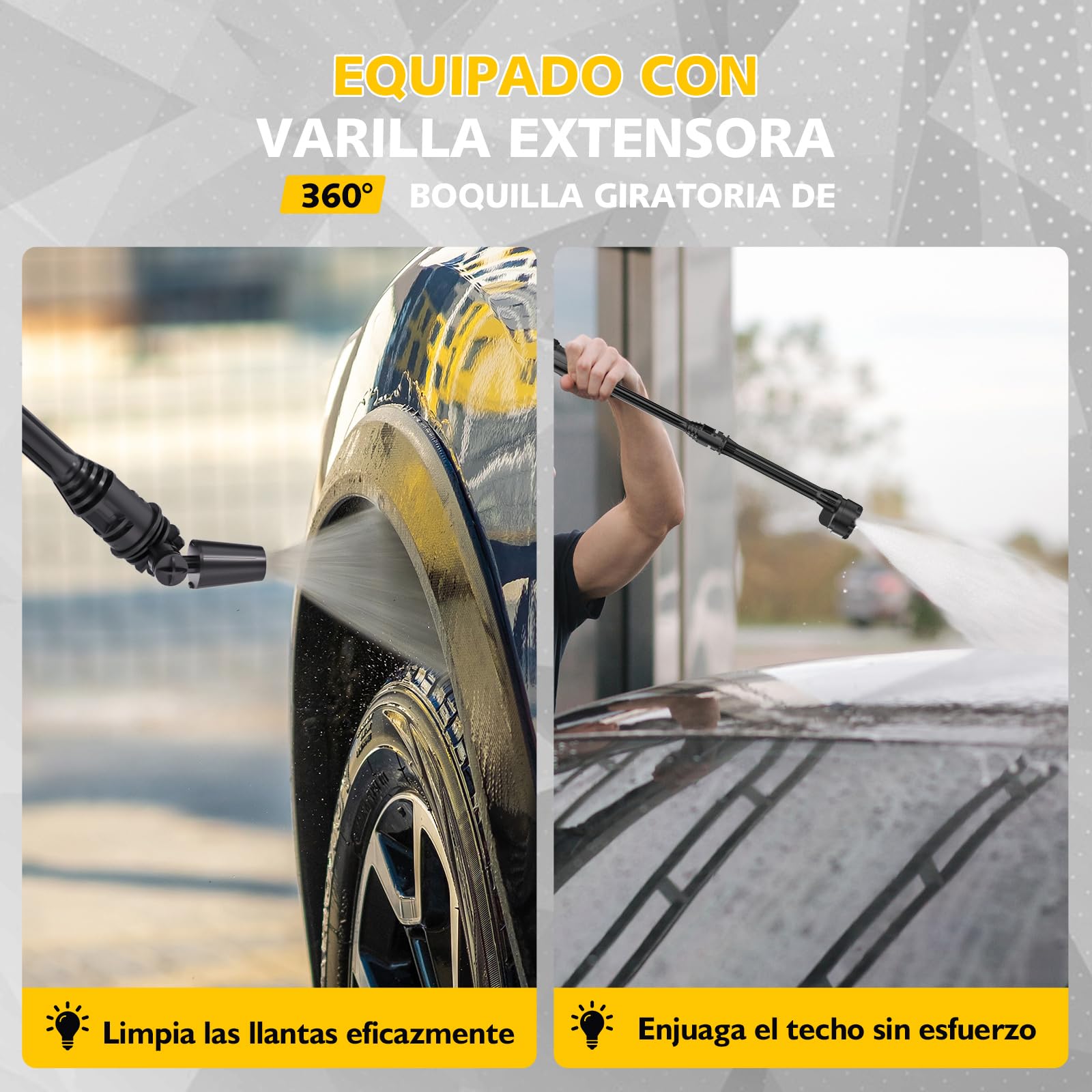 Limpiador de alta presión inalámbrico Traumheim 21V 68Bar – 2 baterías de 4000mAh, juego de 17 piezas, limpiador portátil para auto, terraza y jardín