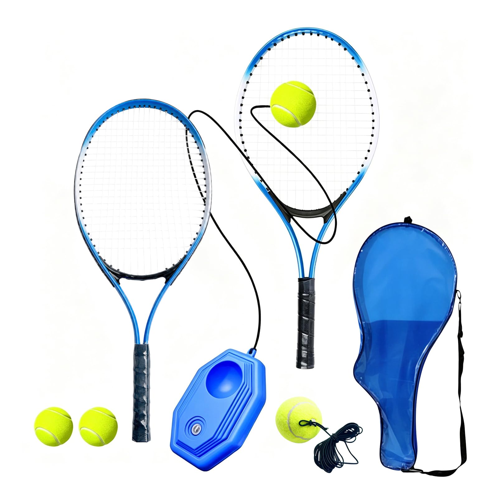 Set di trainer da tennis, attrezzatura da rimbalzo del tennis con palline, racchette e borsa per i principianti giocatori bambini adulti di età superiore ai 3 di 3 anni