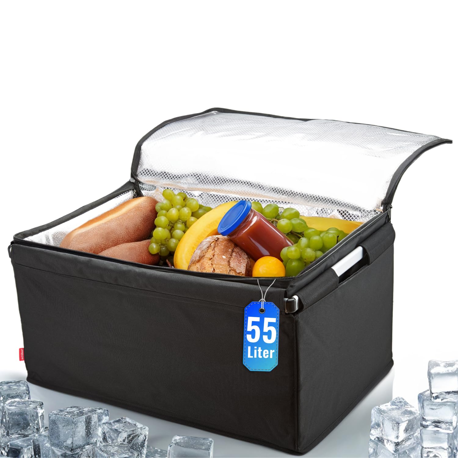 achilles Transportbox mit Kühlfunktion, Einkaufskorb mit Kühleinsatz, Kühlkorb groß, Einkaufskorb, klappbarer Kühlkorb, klappbare Kühlbox