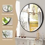 HARRITPURE Miroir de salle de bains ronde - 30" Black Circle Wall Mirror Aluminium Cadre suspendu Décoration moderne pour Vanité, Chambre, Entrée