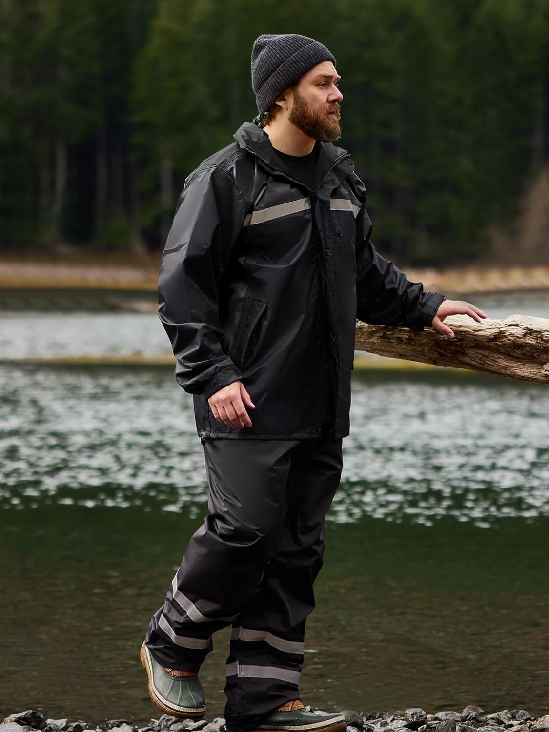 Men's Rain Suit High Visibility Reflective Work Rain Jacket Pants for All Sport Farm Fishing Motorcycle - Image 6