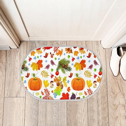 Miniatura 3 de Watercolor Maple Leaf Pumpkin Bathroom Rug Mat Memory Foam Soft Plush Area Rug Non-Slip Absorbent Oval Rug for Bedroom Bathroom Bathtub Shower