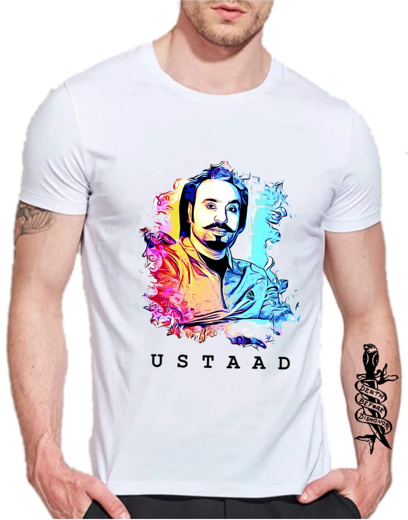 babbu maan ustaad Music Lover The Punjabi Superstar The Legend fan's Gift Item White Round Neck t Shirt