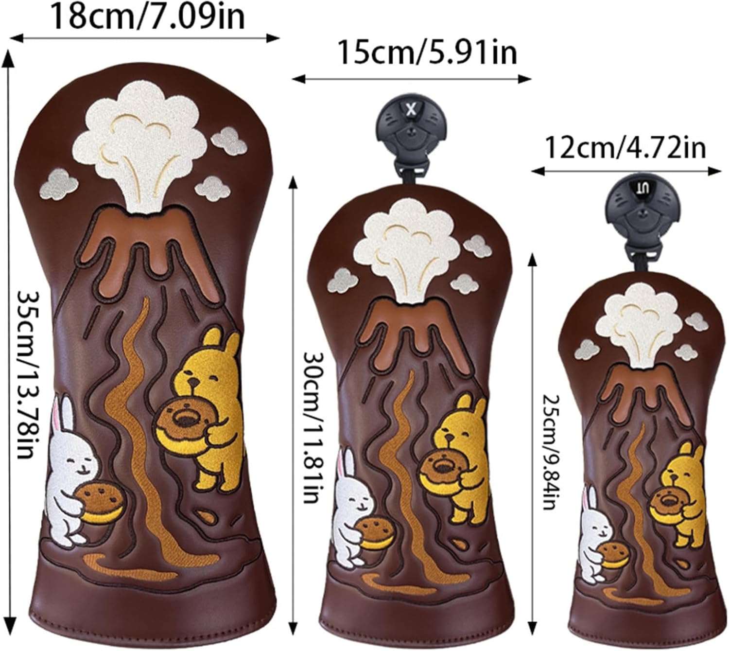 Hularka Chocolate Volcano Golf Wood Headcover Sturdy Waterproof PU Fabric Protect Club Head Enhance Golf Equipment Lifespan