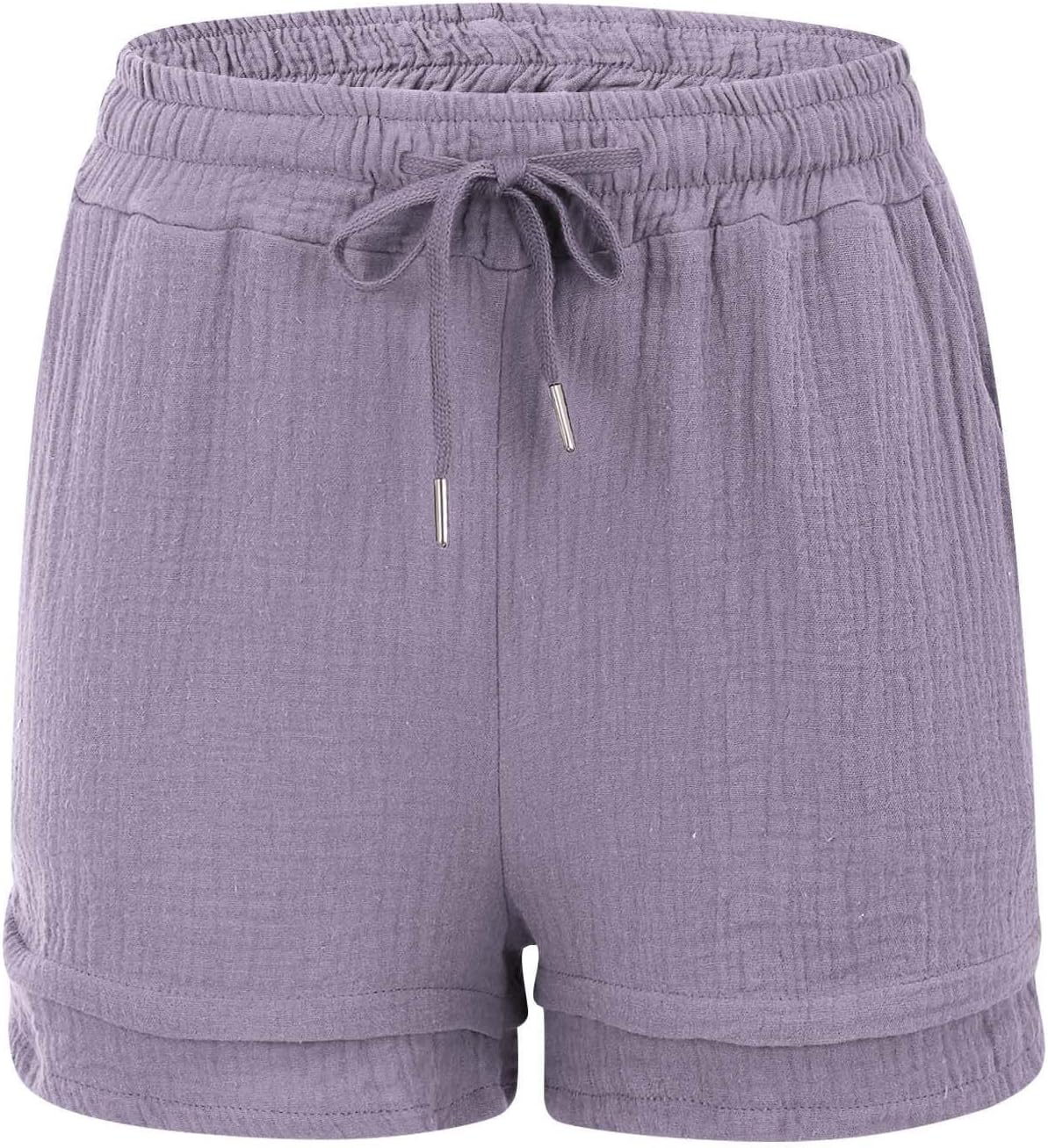 Women Cotton Beach Shorts Drawstring Elastic High Waisted Shorts Casual Summer Short Comfy Vacation Clothes