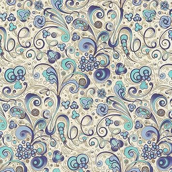 Rossi Decorated Papers from Italy - Art Nouveau Flowers Blue Shades 28"x40" Sheet