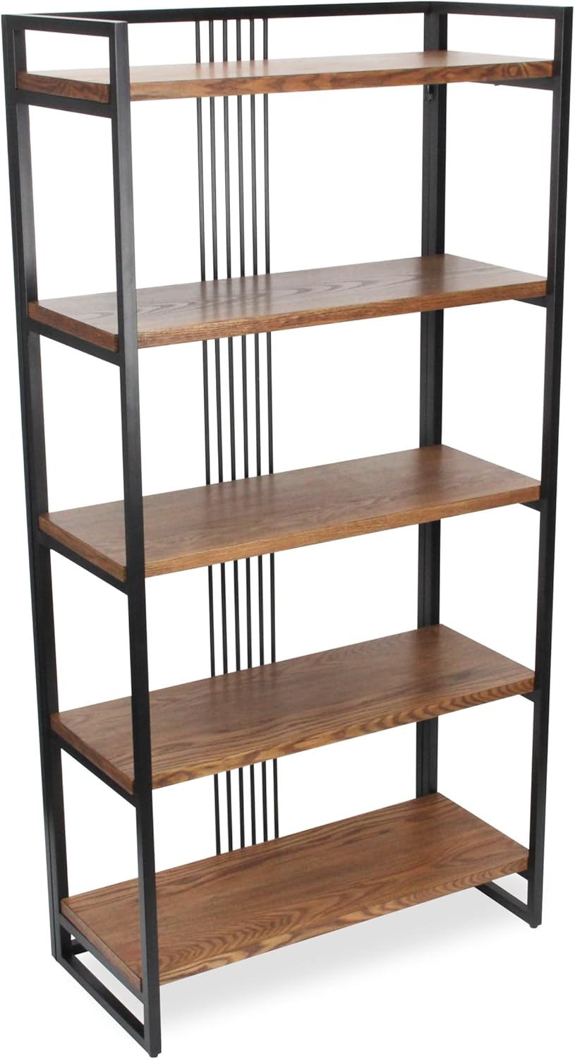 Lauxel 5 Tier Metal Framed Wood Shelf