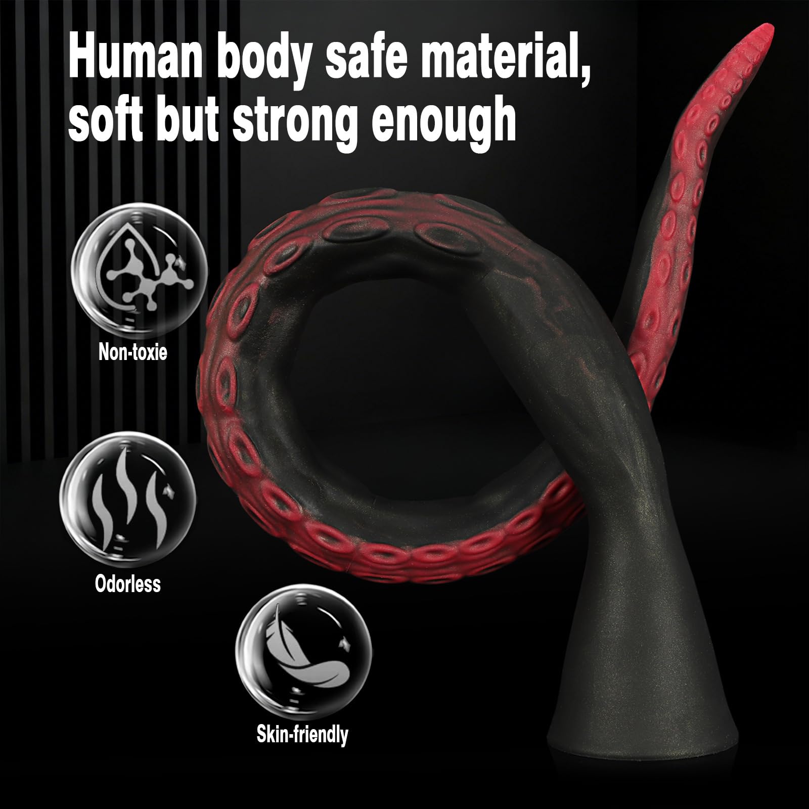 AMAZBEE Dildo a tentacoli extra lungo in silicone con ventosa – Plug anale lungo in silicone con struttura a polpo e dettagli a ventosa, dildo con ventosa per superfici lisce (XXL,1)