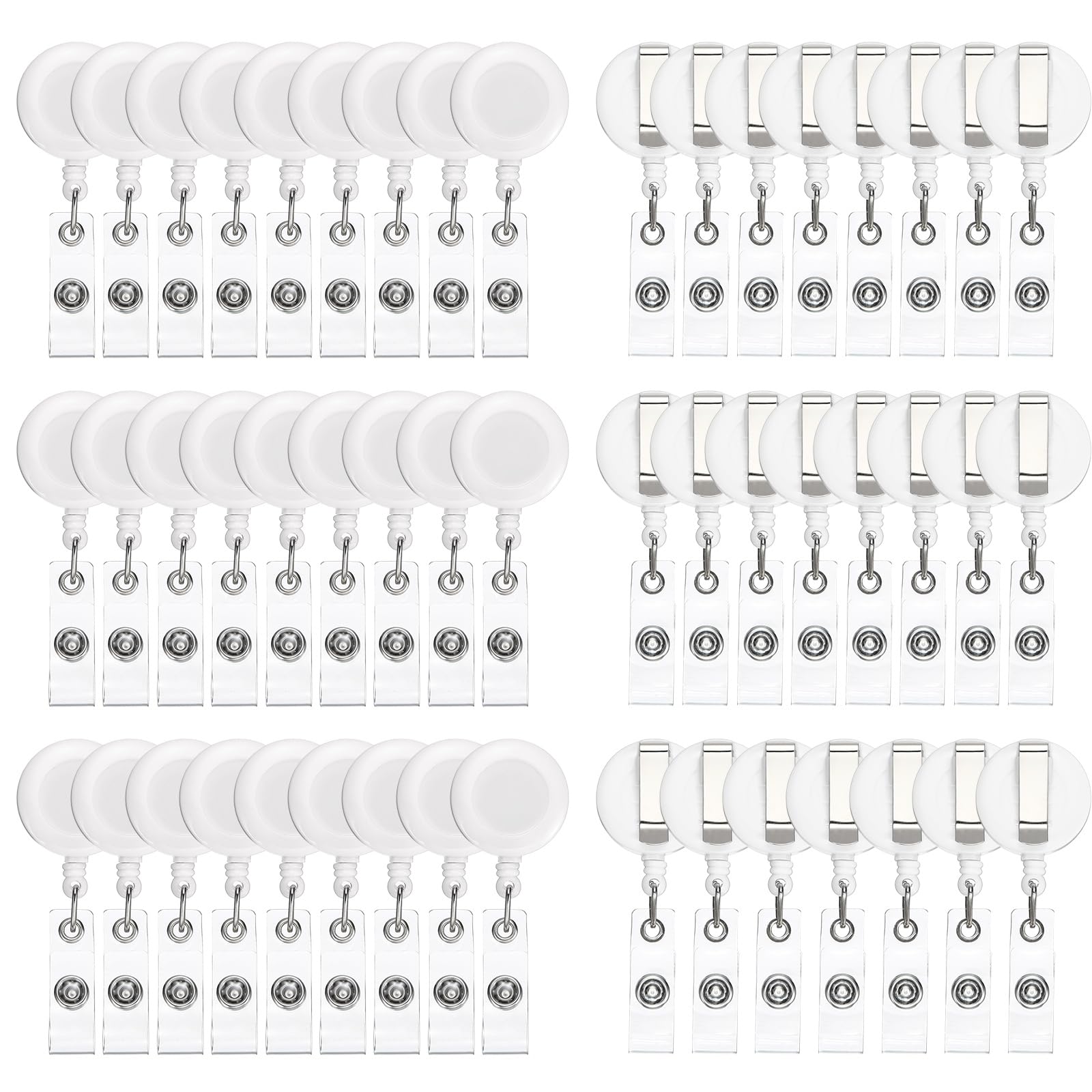 PATIKIL 50 Pcs Portabadge Retrattile Per Insegnanti Dipendenti Bianco