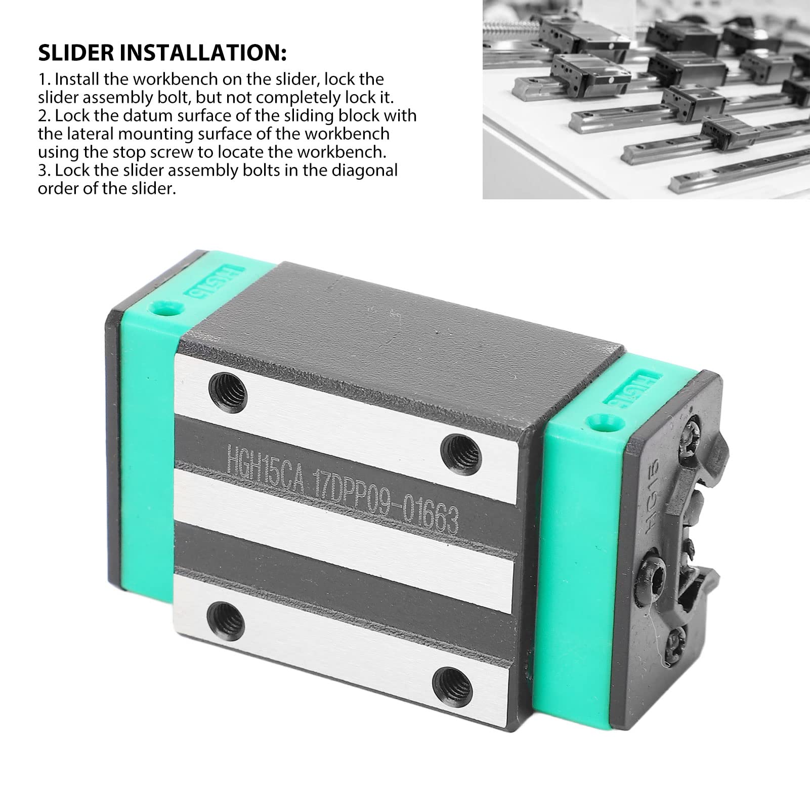 ANKROYU HGH15CA Linear Rail Block, Bearing Steel Slide Block, Square Machine Tool Carriage Guide Slider, Wear Resistance Linear Motion Slider