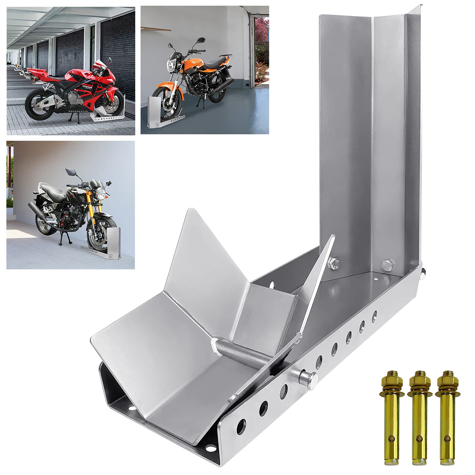 LARS360 Soporte para motocicleta, 1 pieza de soporte de carga, balancín para motocicleta, soporte de rueda delantera, soporte de montaje para motocicleta con 3 orificios de anclaje