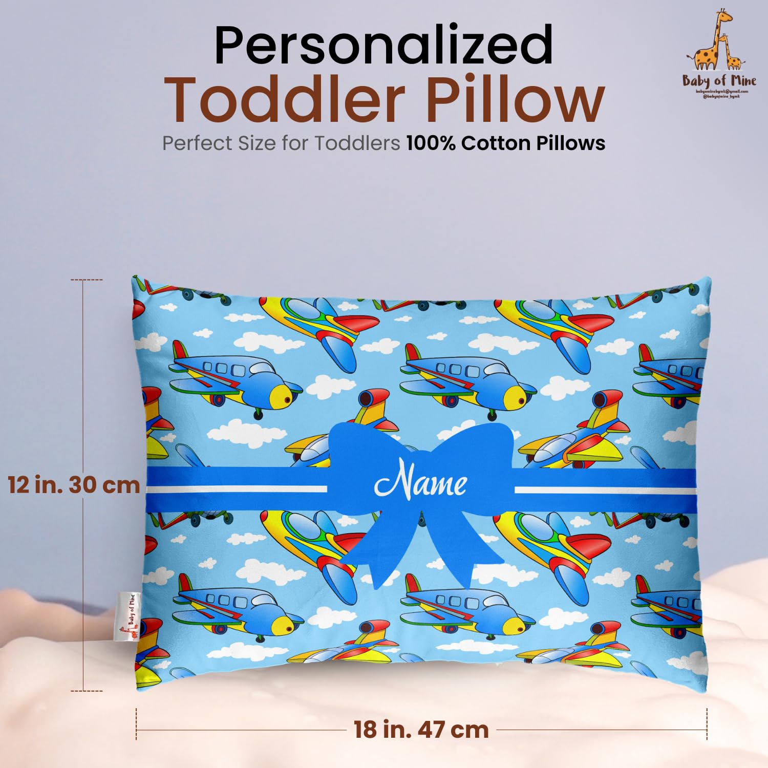 Baby of Mine Personalized Pillow for Kids – Custom Name, Super Soft Cotton Kids Cushion for 5 Years Old Kids, Adorable Prints (Pillow 15) - Image 2 thumbnail