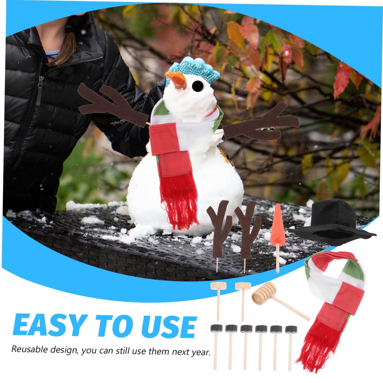 IMIKEYA 4 Sätze Schneemann- Schneemann Bausatz Weihnachtsschneemannmütze Schneemann-handwerksteile Schneemann-Stick-hände Weihnachtsschmuck Schneemann Selber Machen Hölzern