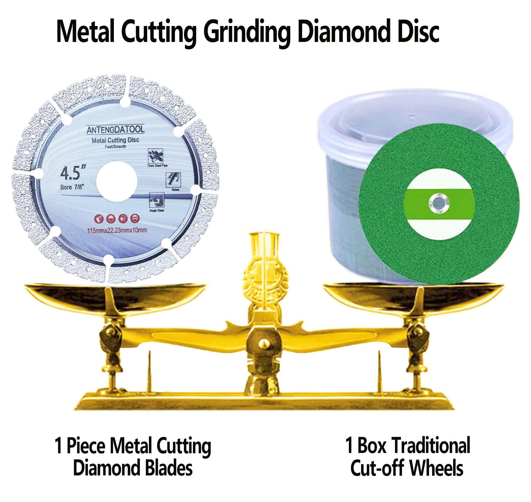 Rueda de corte de diamante de 4-1/2 pulgadas para metal, disco de molienda de corte de amoladora angular de 4.5 pulgadas en hierro fundido, barras de refuerzo de acero inoxidable, hojas