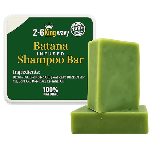 2-6 King Wavy Barra de champú para reparar y rejuvenecer el cabello dañado - Mejora el cuero cabelludo (Batana Shampoo Bar)