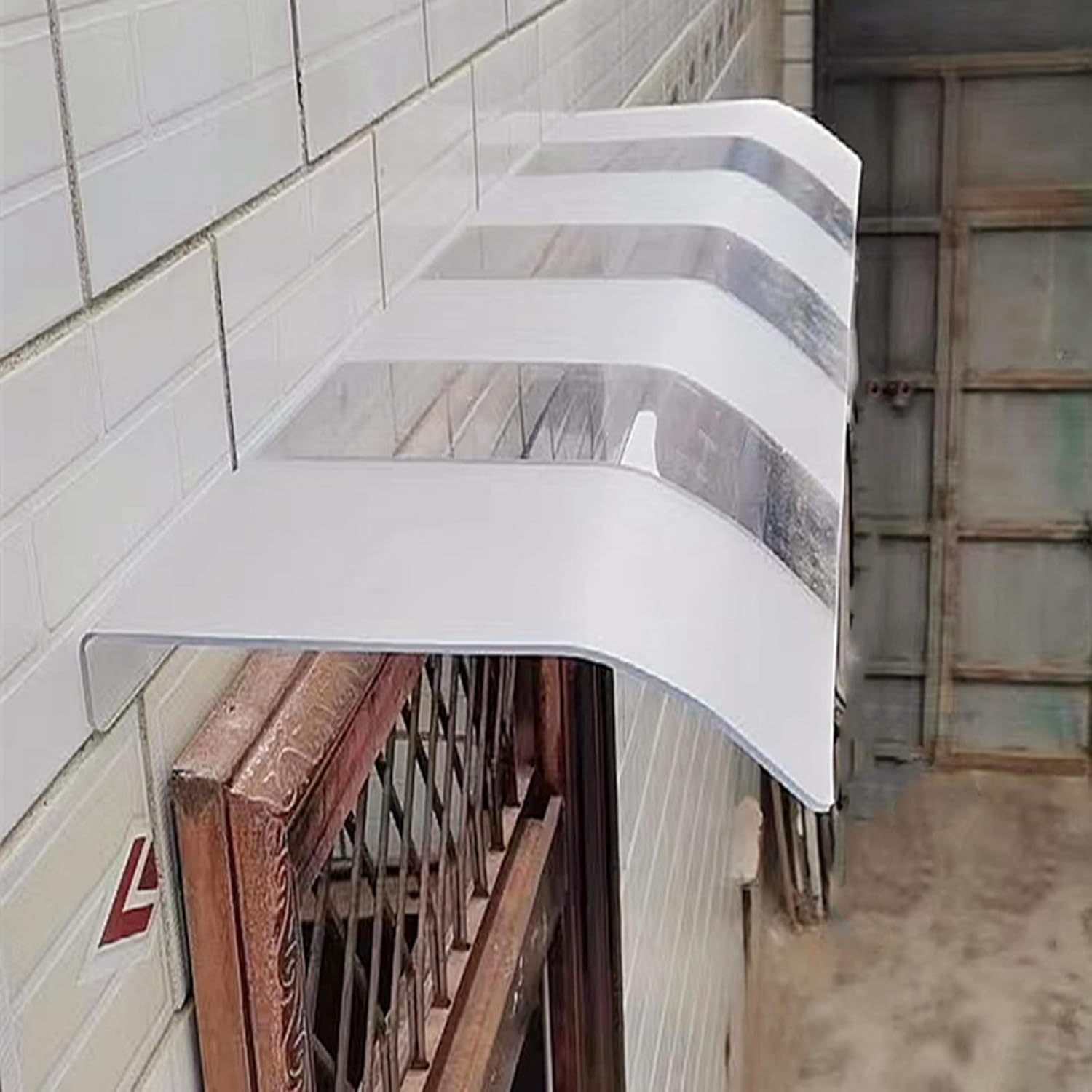 50% Frosted Front Door Canopy Outdoor Awning Rain Shelter Cover,Window Awning Porch Awning Uv Rain Snow Protection,Soundproofing Polycarbonate Arched Awning for Garden Gazebo (50x70cm/20 x28