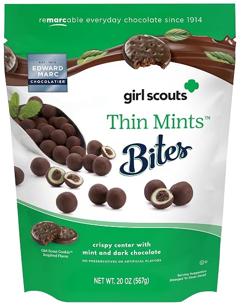 Edward Marc Thin Mint Bites, 20 oz – Girl Scouts-Inspired Mint Chocolate Cookie Bites, Giftable Gourmet Snacks, Desser