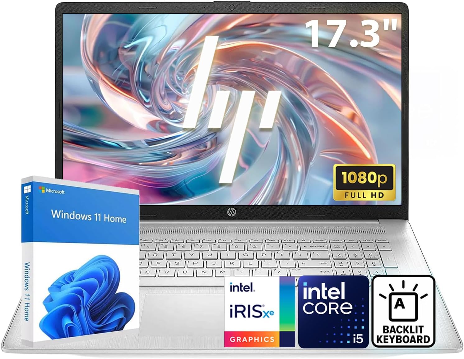 HP 17.3" FHD 1080P Laptop | Intel Core i5-1135G7 Processor | 16GB DDR4 RAM | 512GB PCIe SSD | Backlit Keyboard with Numeric Keypad | Windows 11 True Vision HD Camera & HDMI for Business & Work