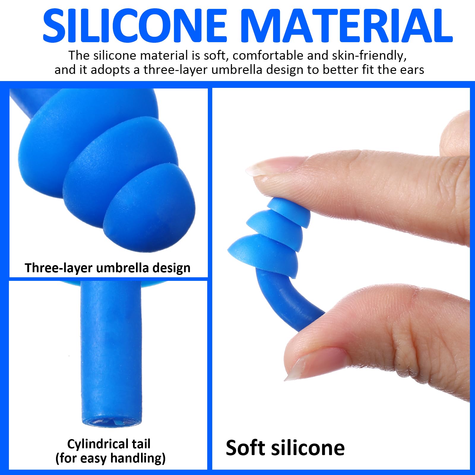 Xuhal 200 pares de tapones para los oídos con cable envueltos individualmente, tapones para los oídos de silicona de calidad, reutilizables, cancelación de ruido del sueño para protección auditiva,