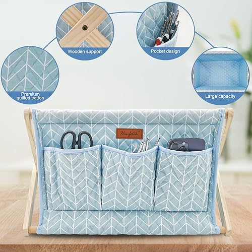 Vista 30 de Yarn Caddy - Organizador de almacenamiento de hilo de gran tamaño para madejas de hilo, organizador para ganchillos, agujas de tejer, otros azul1