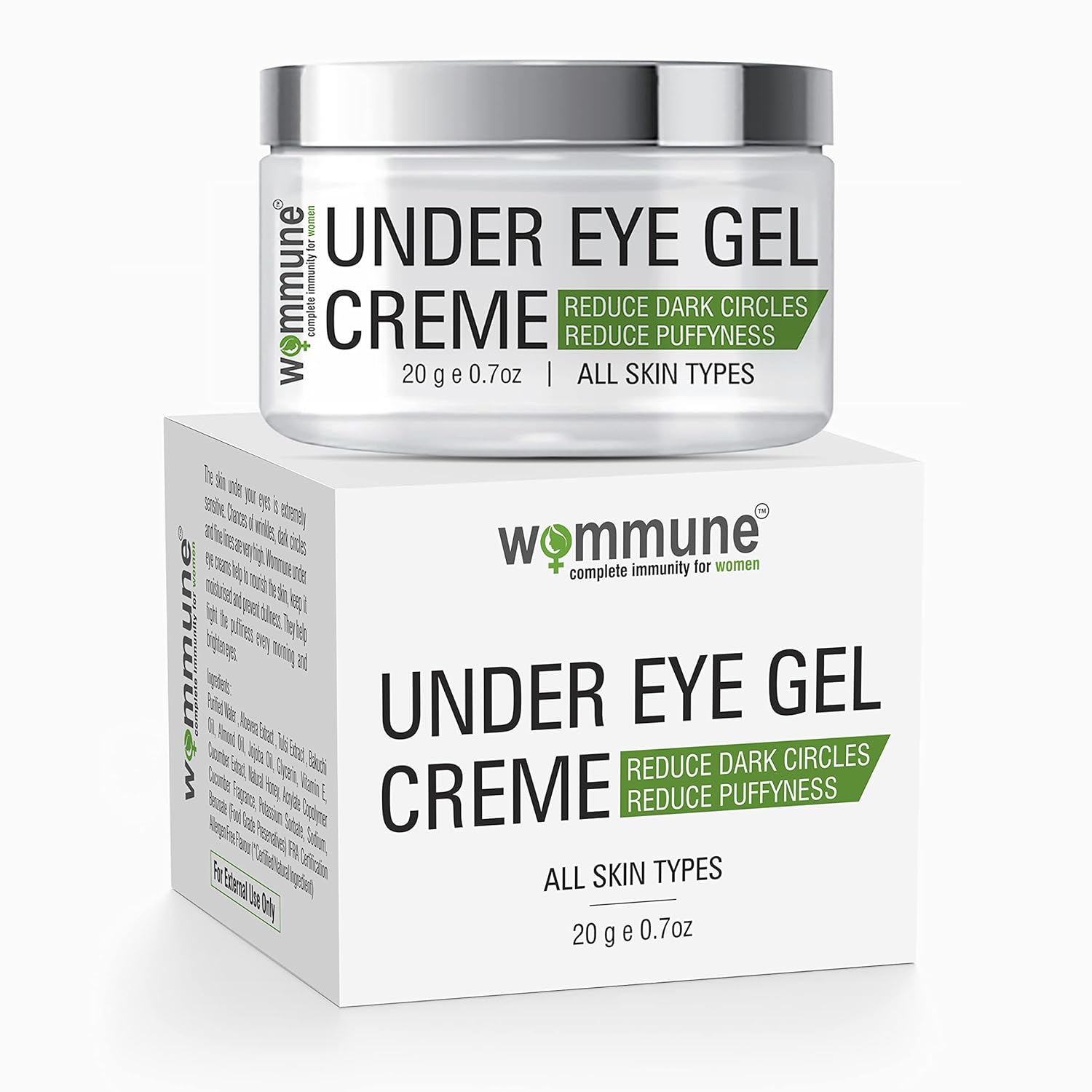 Wommune Under Eye Cream Gel for Dark Circles, Puffy Eyes, Wrinkles