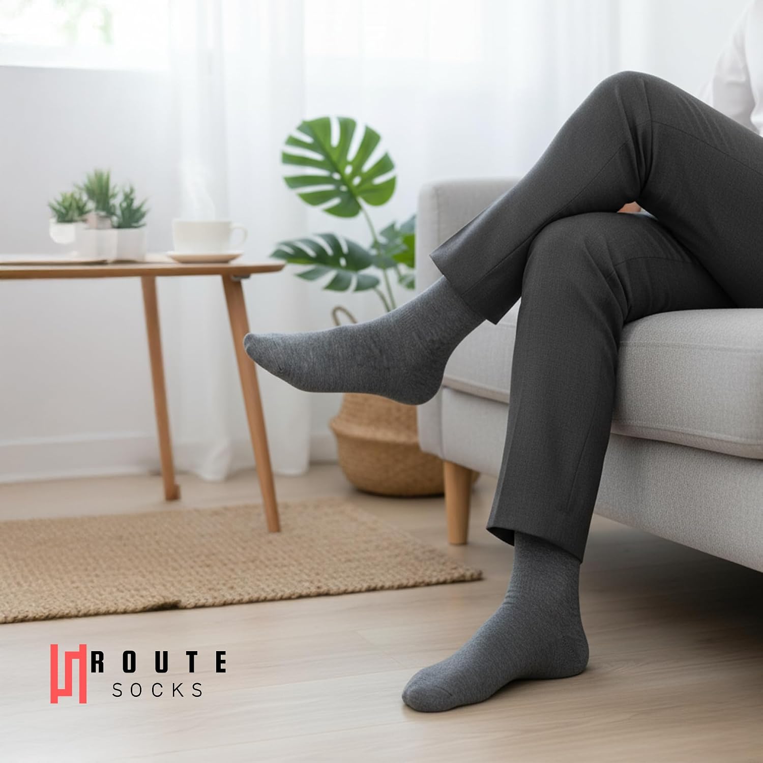 Men's Dress Socks 5 Pairs - Soft Breathable Bamboo Mid Calf Business Casual Crew Socks