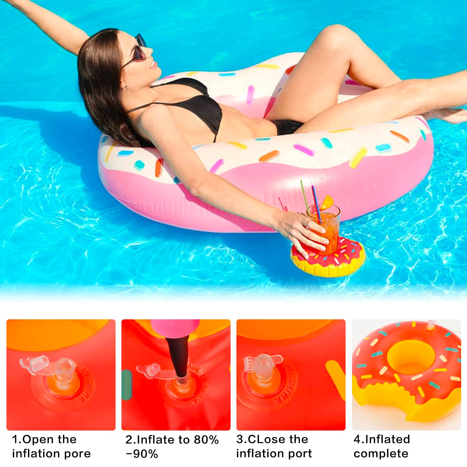 Pack De 8 Posavasos Inflables Para Piscina Con Formas Divertidas Bomba Flotador De Bebida Pack De 8 Posavasos Inflables Para Piscina Con Formas Divertidas Bomba Flotador De Bebida