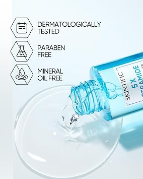 تونر SKINTIFIC 5X Ceramide المهدئ، إصلاح حاجز البشرة المرطب، تونر الوجه المهدئ مع البروبيوتيك والآذريون للبشرة الحساسة والجافة، خالٍ من الكحول، خالٍ من القسوة، للعناية بالبشرة النباتية