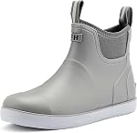 Homtechly Rain Boots for Men Waterproof Deck Boots Anti-Slip Rubber Boots Ankle Boots Mid Calf Durable Outdoor Work Shoes Garden Boots Slip On Mud Boots for Fishing,Boating and Camping Sailing