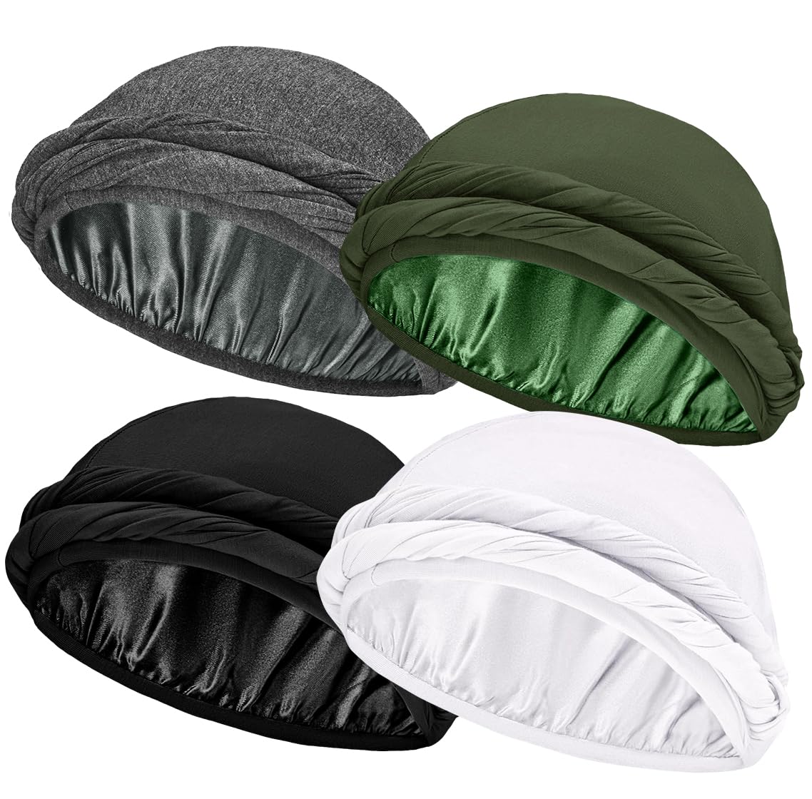 Ababalaya Upgraded Satin Lined Halo Turban Durag for Men Women Sleeping Bonnet PRE-Tied Headwraps for Hair Loss