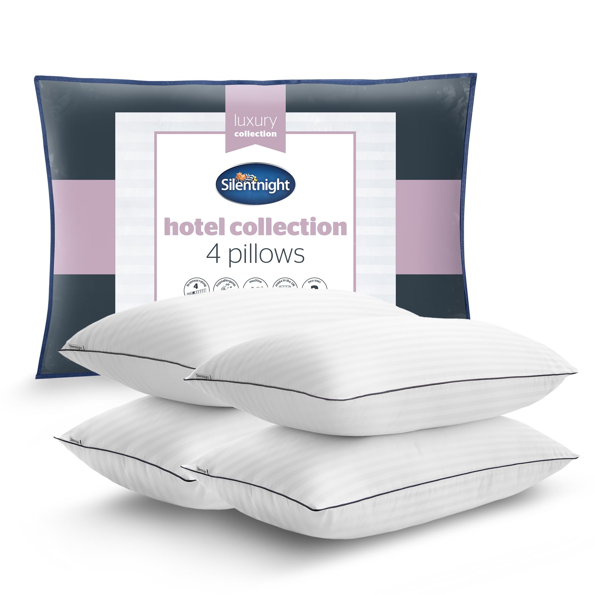 Silentnight    White Luxury Hotel Collection Piped Pillows , BrandAlley