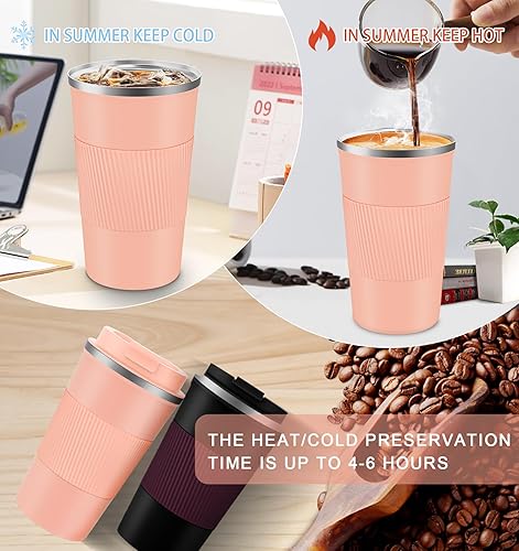 Miniatura 67 de Taza de café de 12 onzas – Taza de viaje aislada a prueba de derrames con tapa a prueba de fugas, taza de café de viaje de acero inoxidable al