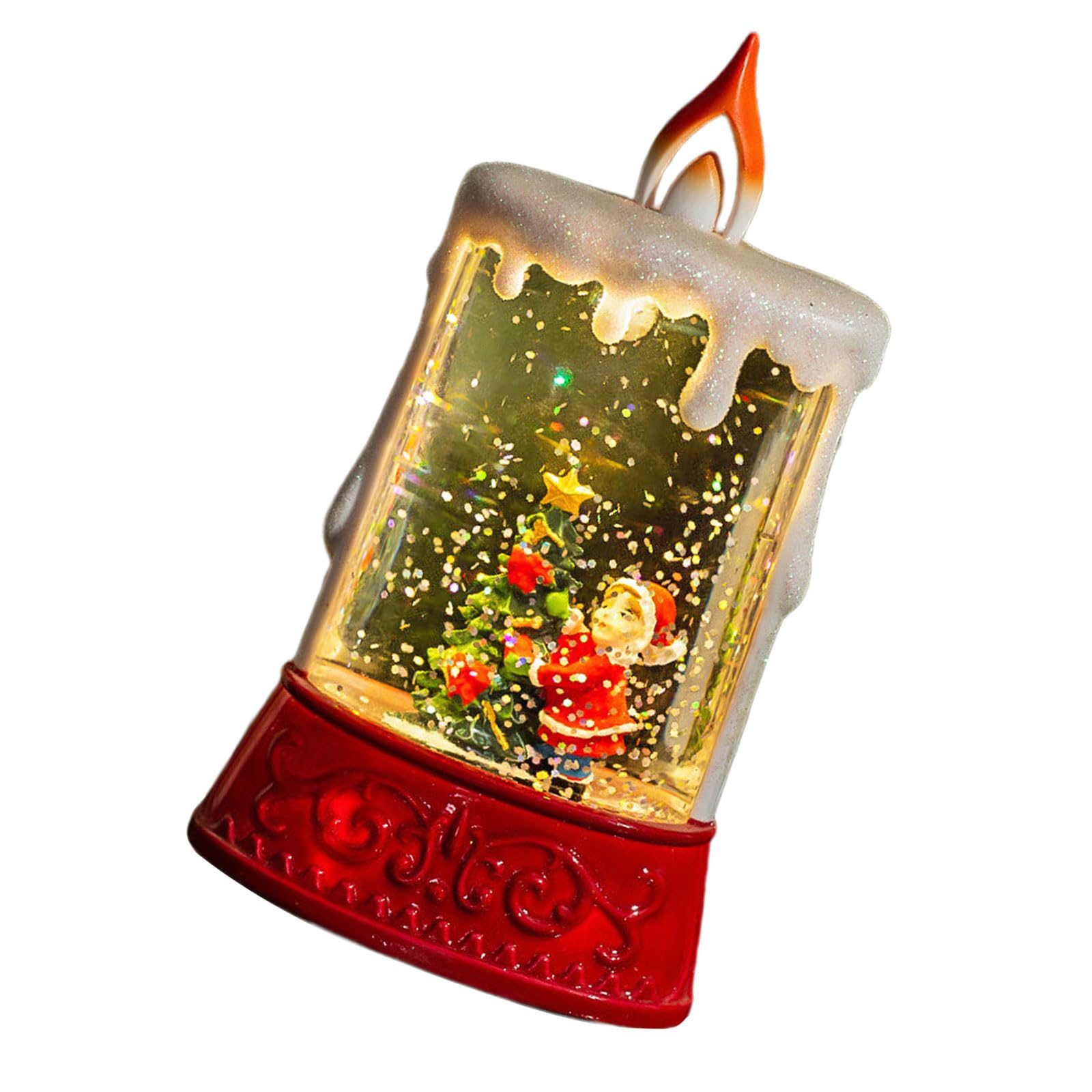 Jazuaiao Portable Snow Globes Table Night Light Shape Swirling Glitter Christmas Lamp Decoration for Christmas Party Holiday Decoratioon