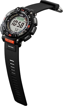 Casio PRG340 Series | Pro Trek | 100 Meter Water Resistant | Compass | Alt/Baro-Thermo | Tough Solar Powered | 1-100 SEC Stopwatch | Countdown Timer | World Time, Black, PRG-340-1CR