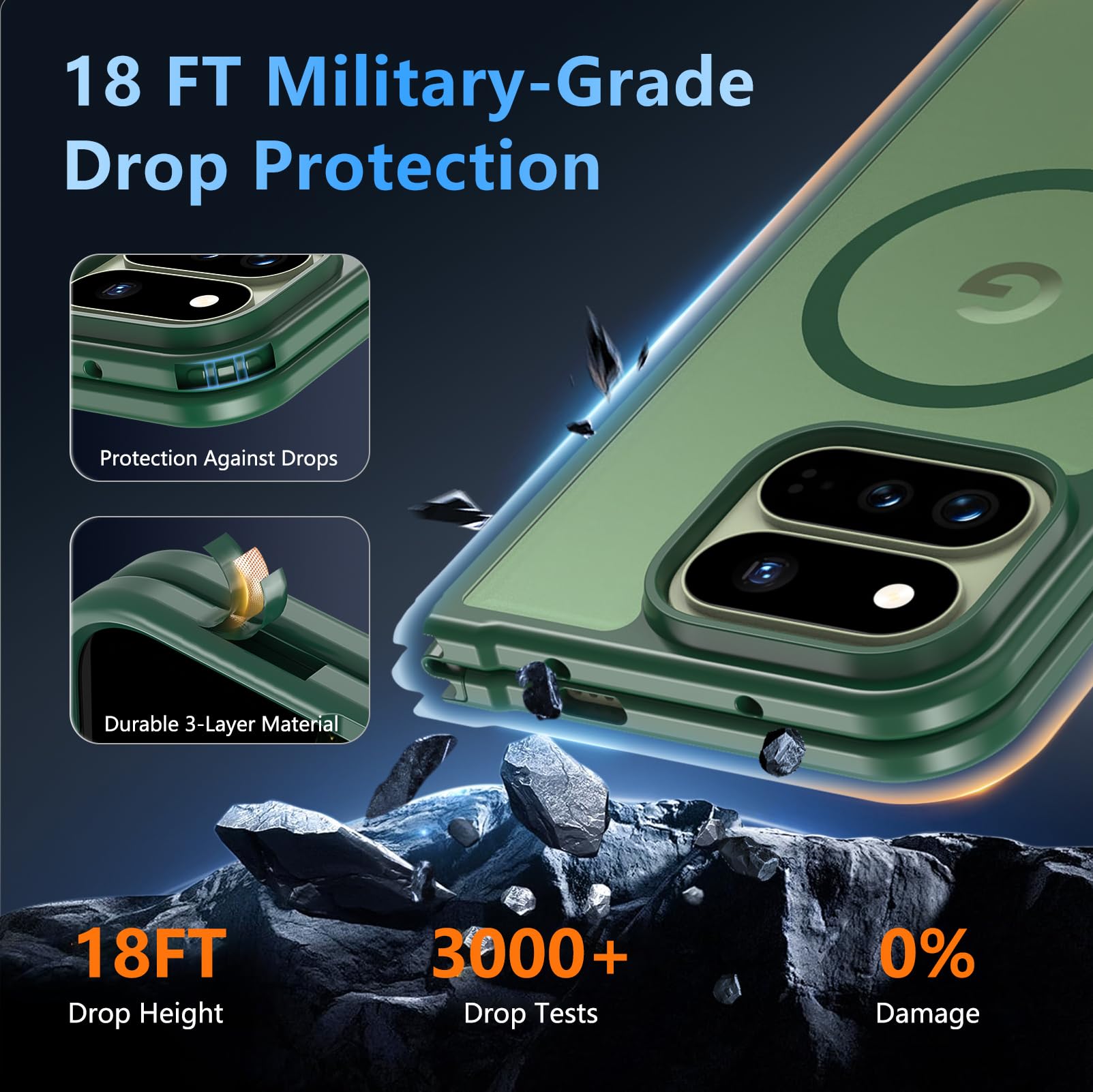 Hensinple Magnetico per Google Pixel 11 Pro Fold Case | Compatibile con MagSafe, custodia protettiva opaca traslucida di grado militare antiurto robusta per Pixel 11 Pro Fold, nero